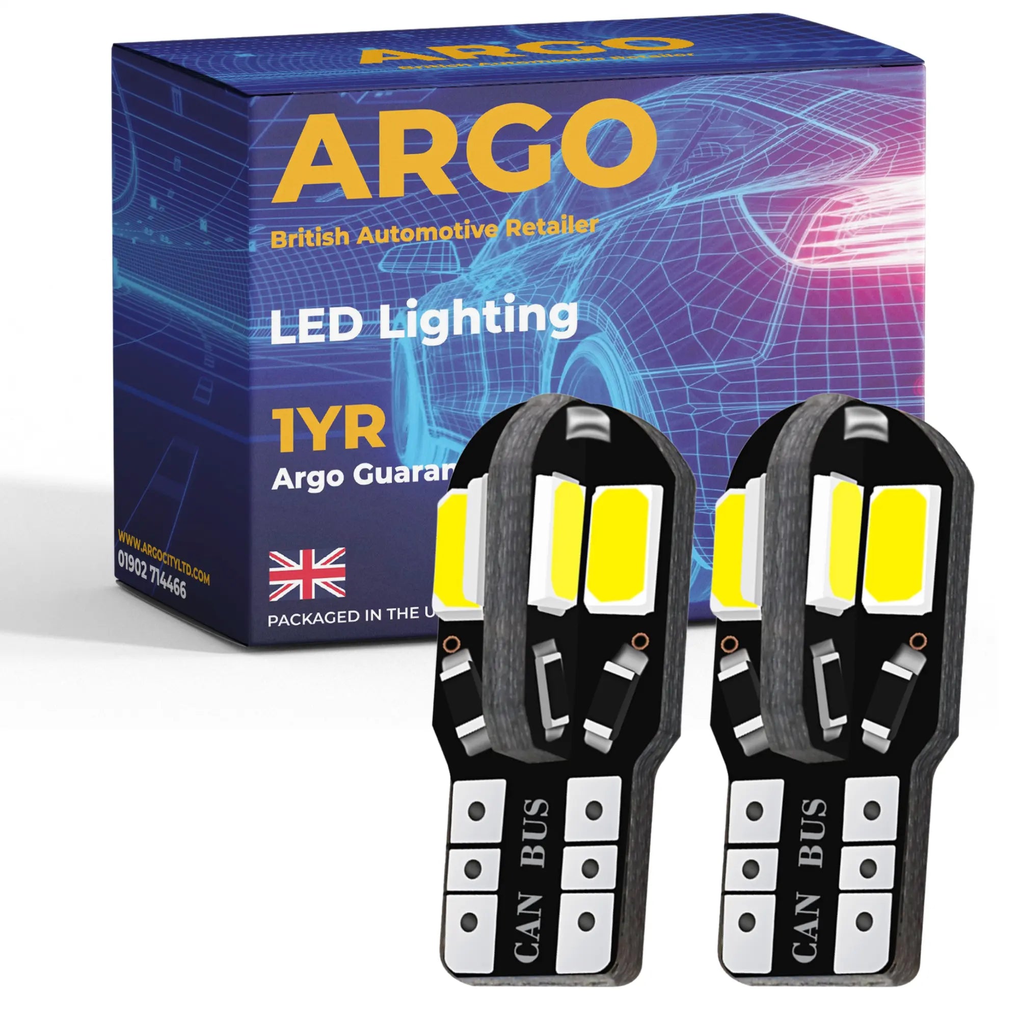 W5W Bulbs 501 LED White 8 Smd Side Light Interior Number Plate Bulbs – Argo